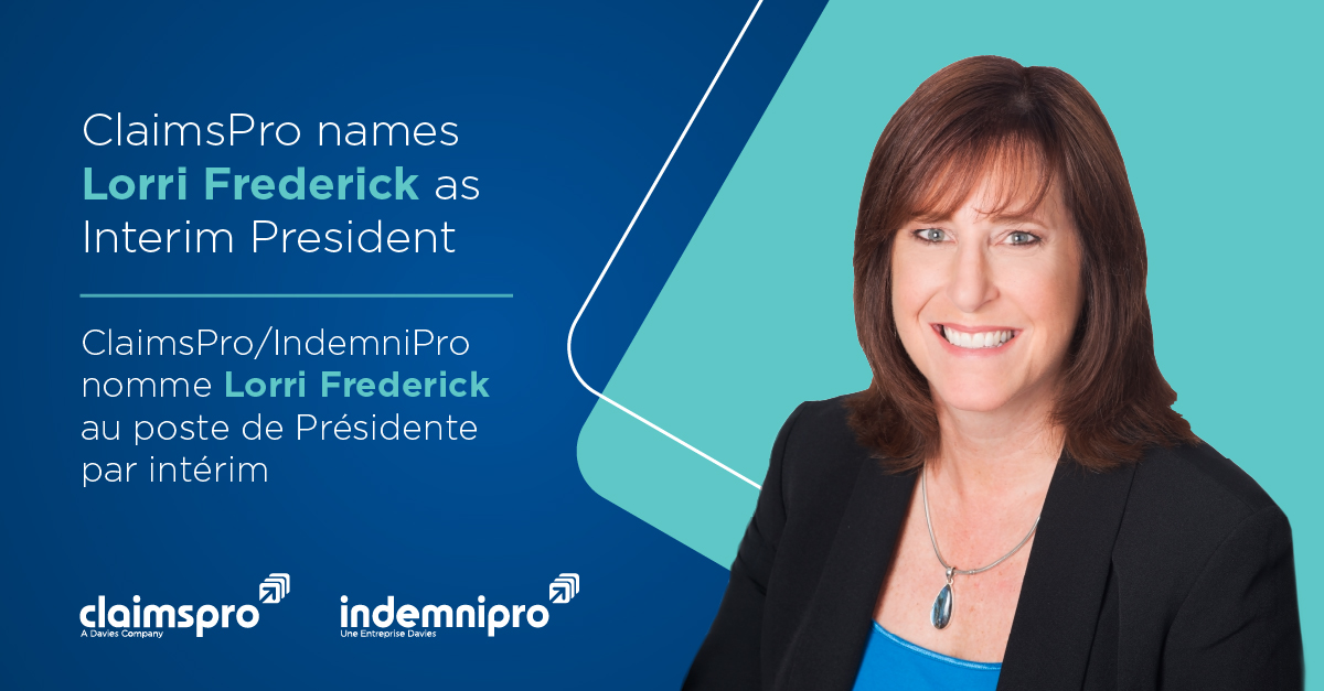 ClaimsPro/IndemniPro nomme Lorri Frederick au poste de Présidente par intérim
